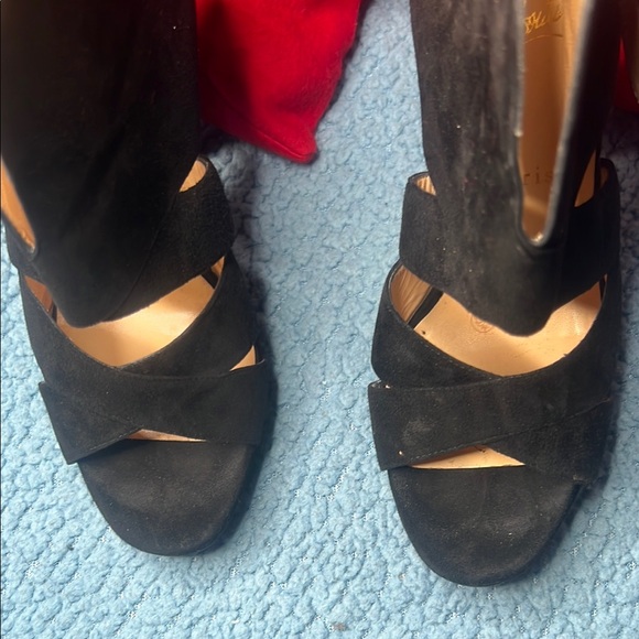 Christian Louboutin Black Stiletto Heels with Peep-Toe - Picture 2 of 10